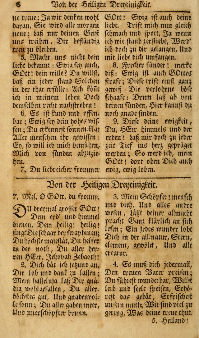 Das Geistliche Saitenspiel: oder, Eine Sammlung auserlesener, erbaulicher, geistreicher Lieder zum Gebrauch aller Gottliebenden Seelen, insonderheit für dei Gemeinen der Evangelischen... (1st Aufl.) page 6