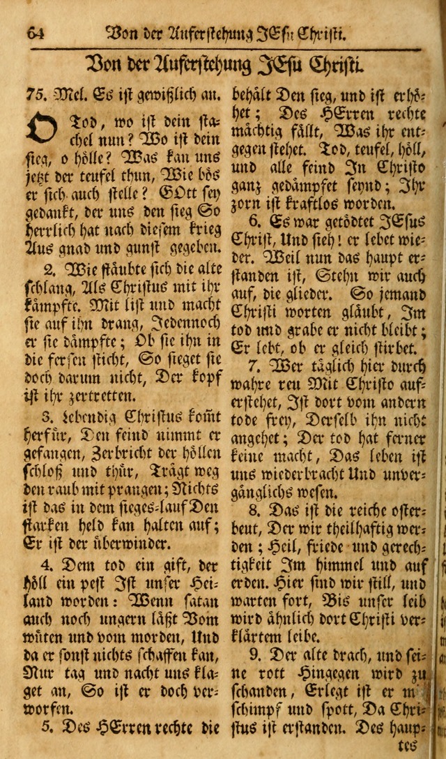 Das Geistliche Saitenspiel: oder, Eine Sammlung auserlesener, erbaulicher, geistreicher Lieder zum Gebrauch aller Gottliebenden Seelen, insonderheit für dei Gemeinen der Evangelischen... (1st Aufl.) page 64