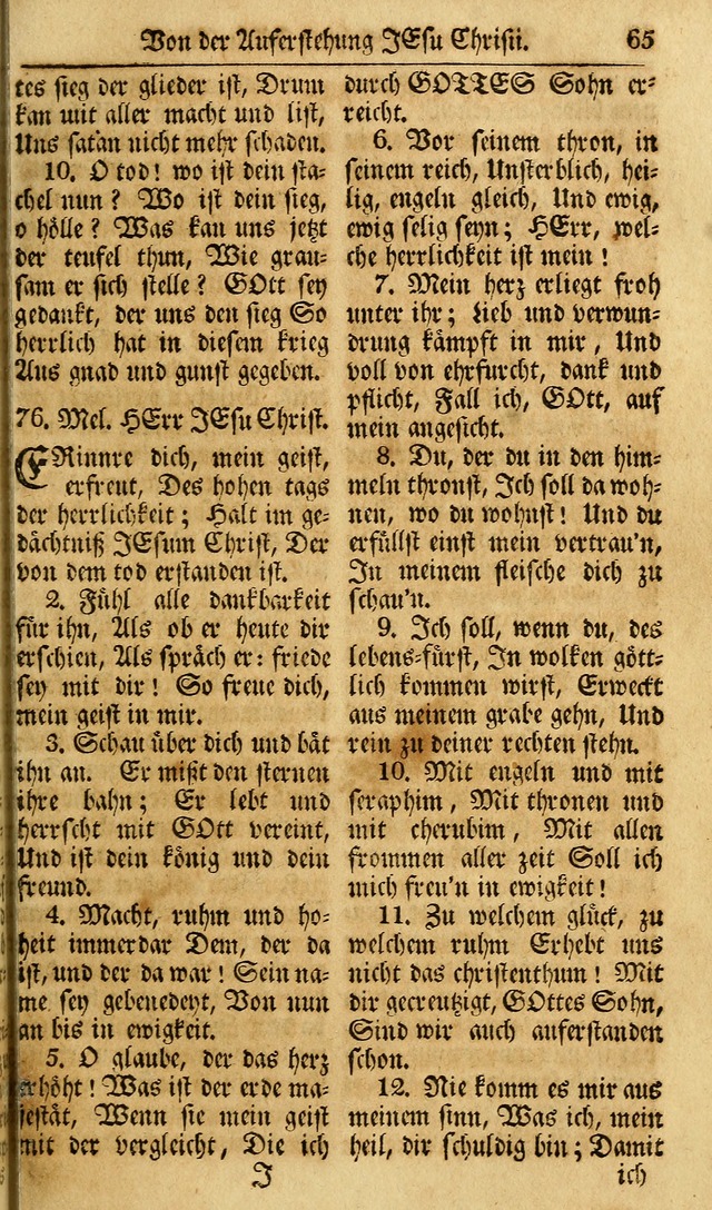 Das Geistliche Saitenspiel: oder, Eine Sammlung auserlesener, erbaulicher, geistreicher Lieder zum Gebrauch aller Gottliebenden Seelen, insonderheit für dei Gemeinen der Evangelischen... (1st Aufl.) page 65