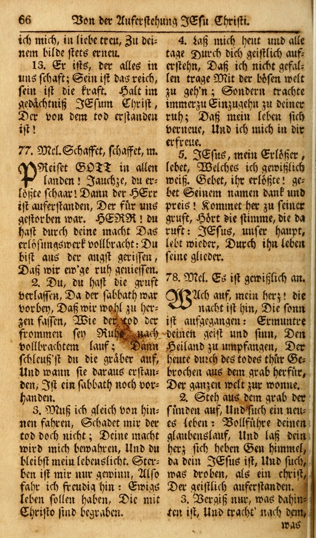 Das Geistliche Saitenspiel: oder, Eine Sammlung auserlesener, erbaulicher, geistreicher Lieder zum Gebrauch aller Gottliebenden Seelen, insonderheit für dei Gemeinen der Evangelischen... (1st Aufl.) page 66