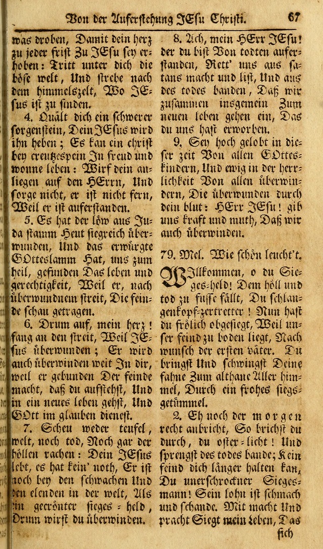 Das Geistliche Saitenspiel: oder, Eine Sammlung auserlesener, erbaulicher, geistreicher Lieder zum Gebrauch aller Gottliebenden Seelen, insonderheit für dei Gemeinen der Evangelischen... (1st Aufl.) page 67