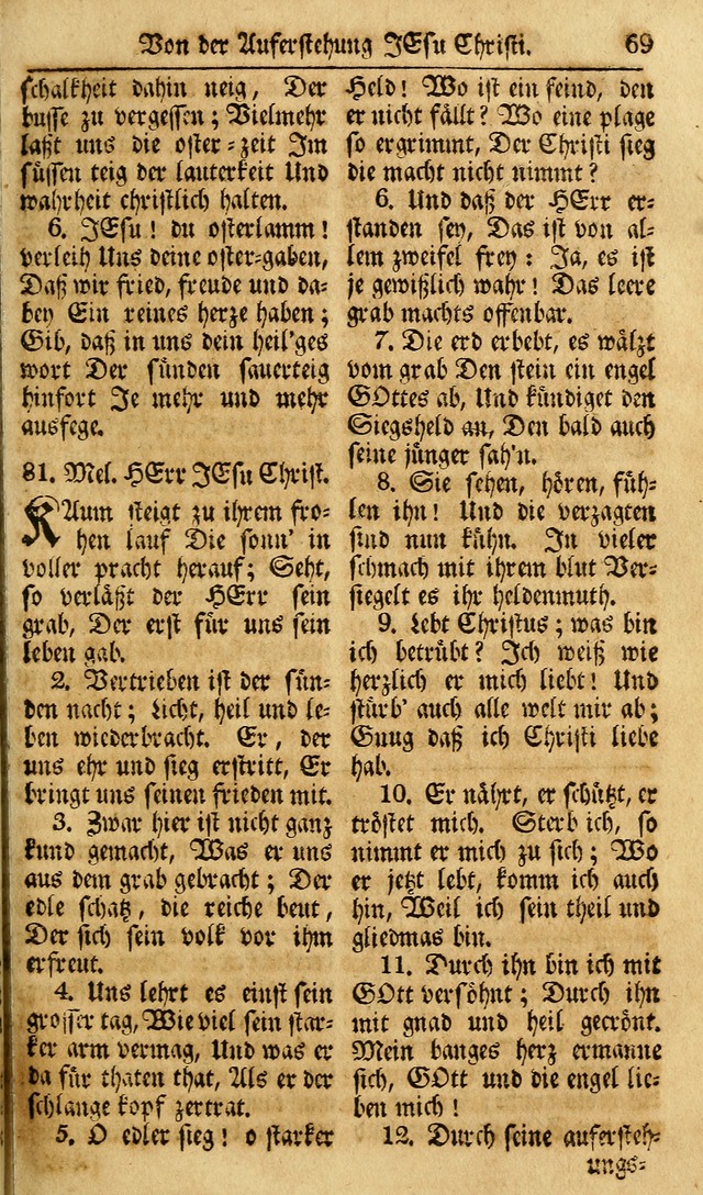 Das Geistliche Saitenspiel: oder, Eine Sammlung auserlesener, erbaulicher, geistreicher Lieder zum Gebrauch aller Gottliebenden Seelen, insonderheit für dei Gemeinen der Evangelischen... (1st Aufl.) page 69