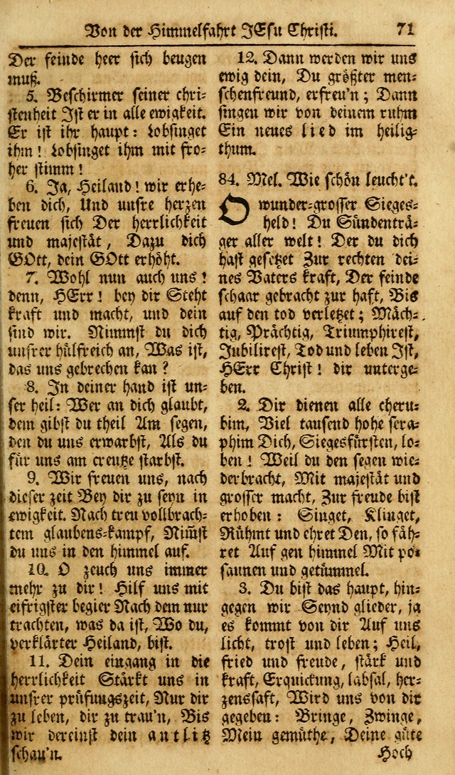 Das Geistliche Saitenspiel: oder, Eine Sammlung auserlesener, erbaulicher, geistreicher Lieder zum Gebrauch aller Gottliebenden Seelen, insonderheit für dei Gemeinen der Evangelischen... (1st Aufl.) page 71