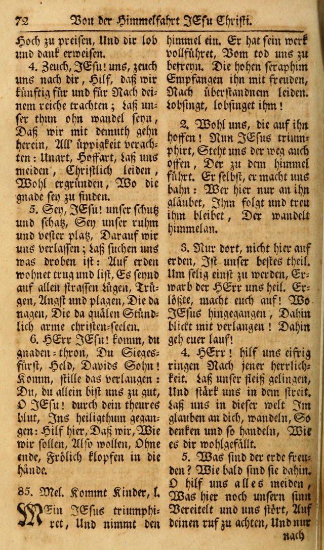 Das Geistliche Saitenspiel: oder, Eine Sammlung auserlesener, erbaulicher, geistreicher Lieder zum Gebrauch aller Gottliebenden Seelen, insonderheit für dei Gemeinen der Evangelischen... (1st Aufl.) page 72