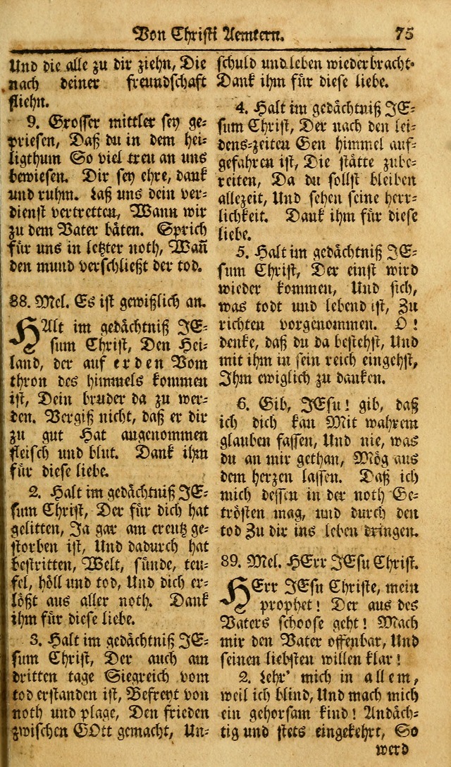 Das Geistliche Saitenspiel: oder, Eine Sammlung auserlesener, erbaulicher, geistreicher Lieder zum Gebrauch aller Gottliebenden Seelen, insonderheit für dei Gemeinen der Evangelischen... (1st Aufl.) page 75