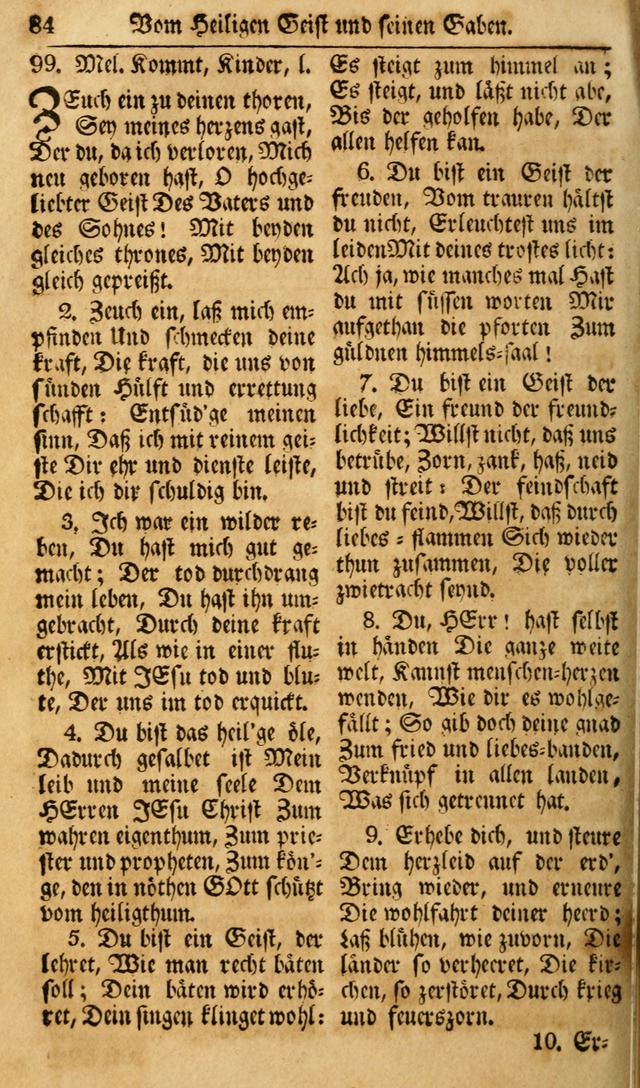 Das Geistliche Saitenspiel: oder, Eine Sammlung auserlesener, erbaulicher, geistreicher Lieder zum Gebrauch aller Gottliebenden Seelen, insonderheit für dei Gemeinen der Evangelischen... (1st Aufl.) page 84