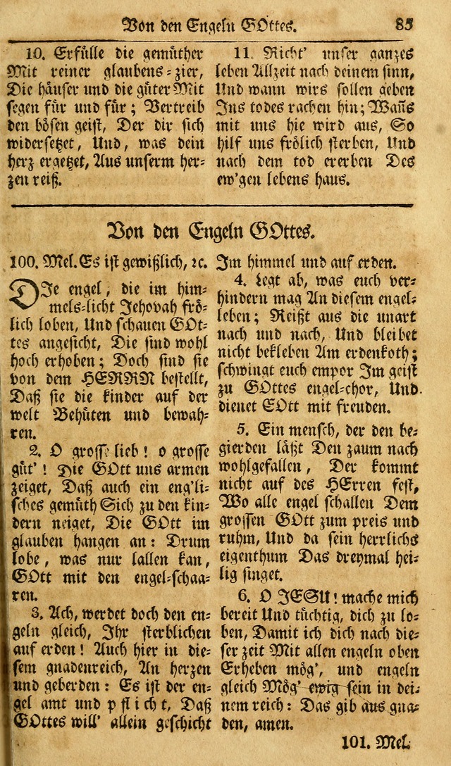 Das Geistliche Saitenspiel: oder, Eine Sammlung auserlesener, erbaulicher, geistreicher Lieder zum Gebrauch aller Gottliebenden Seelen, insonderheit für dei Gemeinen der Evangelischen... (1st Aufl.) page 85