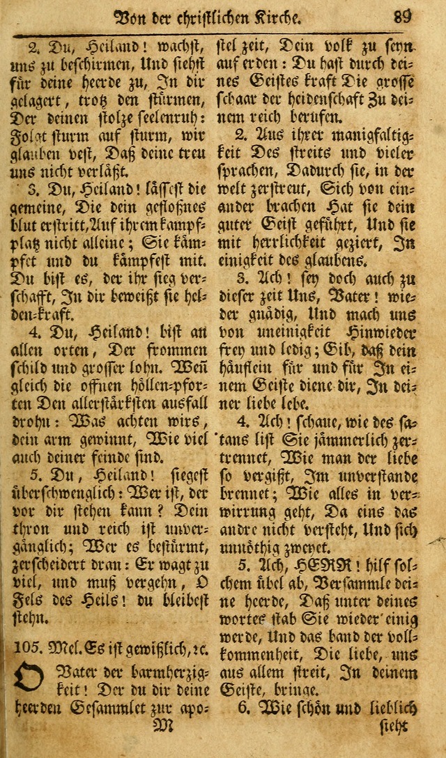 Das Geistliche Saitenspiel: oder, Eine Sammlung auserlesener, erbaulicher, geistreicher Lieder zum Gebrauch aller Gottliebenden Seelen, insonderheit für dei Gemeinen der Evangelischen... (1st Aufl.) page 89