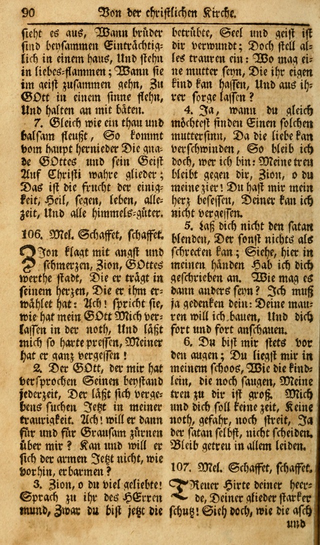 Das Geistliche Saitenspiel: oder, Eine Sammlung auserlesener, erbaulicher, geistreicher Lieder zum Gebrauch aller Gottliebenden Seelen, insonderheit für dei Gemeinen der Evangelischen... (1st Aufl.) page 90