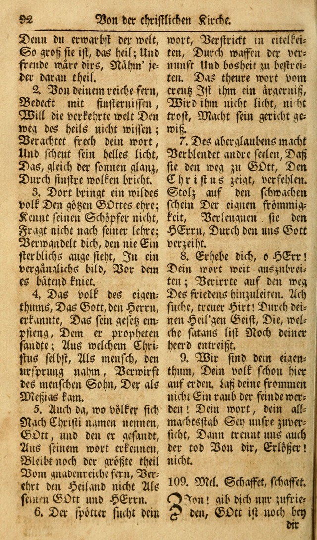 Das Geistliche Saitenspiel: oder, Eine Sammlung auserlesener, erbaulicher, geistreicher Lieder zum Gebrauch aller Gottliebenden Seelen, insonderheit für dei Gemeinen der Evangelischen... (1st Aufl.) page 92