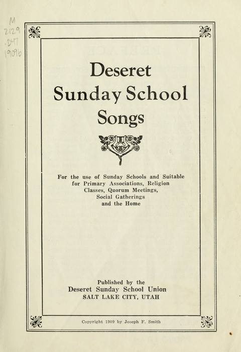 Deseret Sunday School Songs page iv