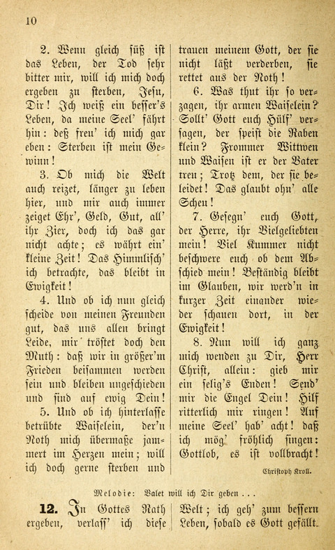 Des "Heils Vollendung": eine Sammlung von Sterbe-, Begräbniß- und Trostliedern für evangelische Christen page 10