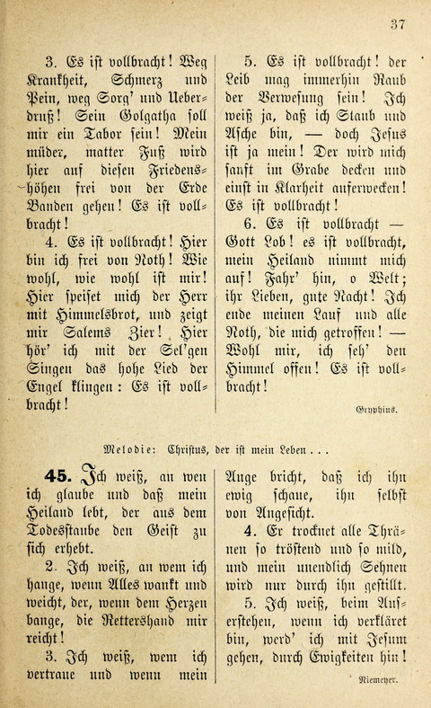 Des "Heils Vollendung": eine Sammlung von Sterbe-, Begräbniß- und Trostliedern für evangelische Christen page 37