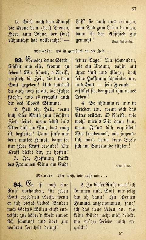 Des "Heils Vollendung": eine Sammlung von Sterbe-, Begräbniß- und Trostliedern für evangelische Christen page 67