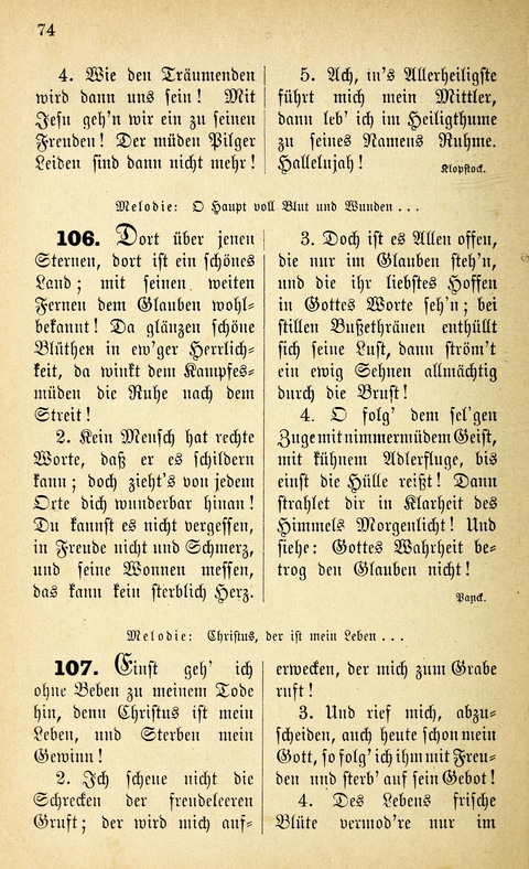 Des "Heils Vollendung": eine Sammlung von Sterbe-, Begräbniß- und Trostliedern für evangelische Christen page 74