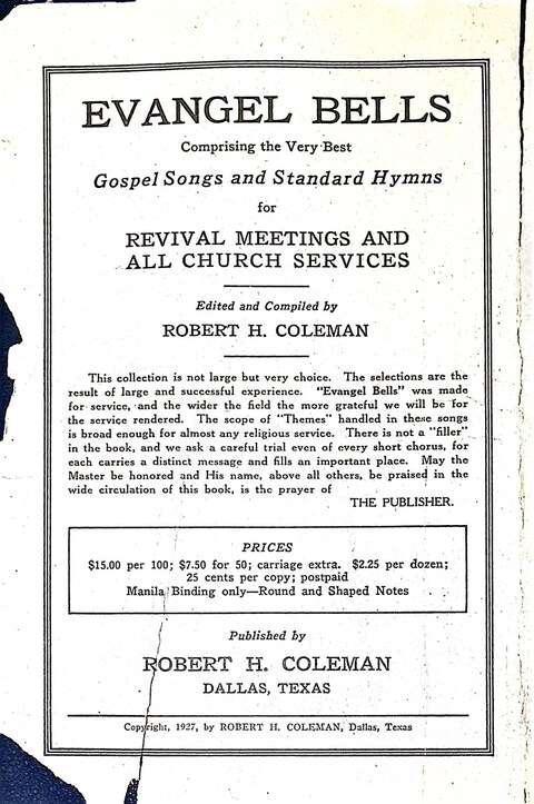 Evangel Bells: comprising the very best gospel songs and standard hymns for revival meetings and all church services page 1