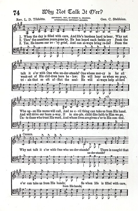 Evangel Bells: comprising the very best gospel songs and standard hymns for revival meetings and all church services page 75