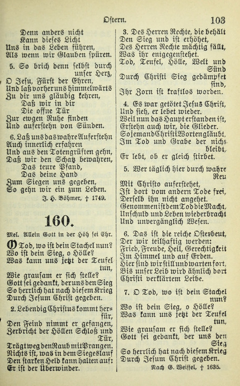 Evangelisches Gesangbuch. Nach Zustimmung der Provinszialsznode vom Jahre 1884 zur Einfürung in der Provinz Brandenburg mit Genehmigung des Evangelischen Oberkirchenrats page 103