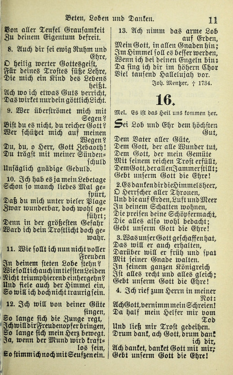 Evangelisches Gesangbuch. Nach Zustimmung der Provinszialsznode vom Jahre 1884 zur Einfürung in der Provinz Brandenburg mit Genehmigung des Evangelischen Oberkirchenrats page 11