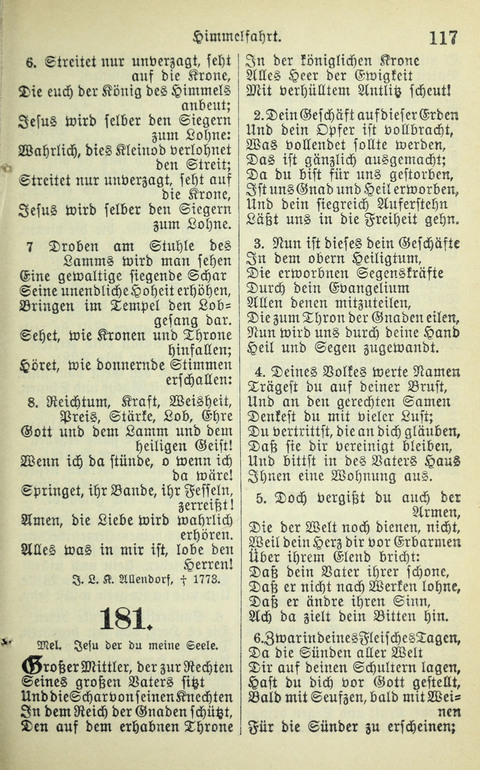 Evangelisches Gesangbuch. Nach Zustimmung der Provinszialsznode vom Jahre 1884 zur Einfürung in der Provinz Brandenburg mit Genehmigung des Evangelischen Oberkirchenrats page 117