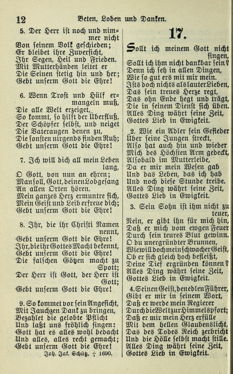 Evangelisches Gesangbuch. Nach Zustimmung der Provinszialsznode vom Jahre 1884 zur Einfürung in der Provinz Brandenburg mit Genehmigung des Evangelischen Oberkirchenrats page 12