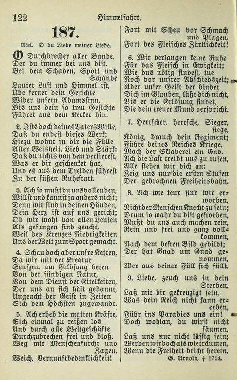 Evangelisches Gesangbuch. Nach Zustimmung der Provinszialsznode vom Jahre 1884 zur Einfürung in der Provinz Brandenburg mit Genehmigung des Evangelischen Oberkirchenrats page 122