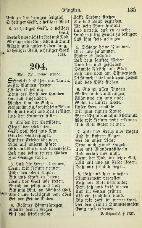 Evangelisches Gesangbuch. Nach Zustimmung der Provinszialsznode vom Jahre 1884 zur Einfürung in der Provinz Brandenburg mit Genehmigung des Evangelischen Oberkirchenrats page 135