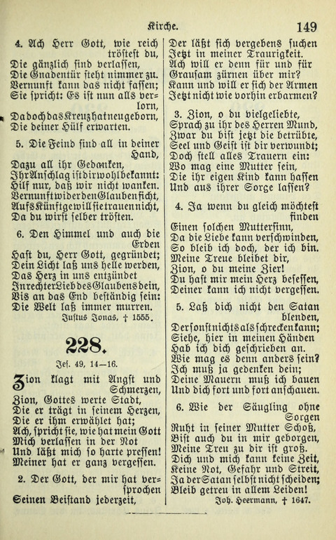 Evangelisches Gesangbuch. Nach Zustimmung der Provinszialsznode vom Jahre 1884 zur Einfürung in der Provinz Brandenburg mit Genehmigung des Evangelischen Oberkirchenrats page 149