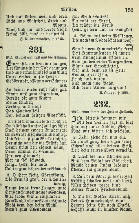 Evangelisches Gesangbuch. Nach Zustimmung der Provinszialsznode vom Jahre 1884 zur Einfürung in der Provinz Brandenburg mit Genehmigung des Evangelischen Oberkirchenrats page 151