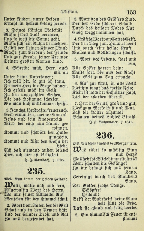 Evangelisches Gesangbuch. Nach Zustimmung der Provinszialsznode vom Jahre 1884 zur Einfürung in der Provinz Brandenburg mit Genehmigung des Evangelischen Oberkirchenrats page 153