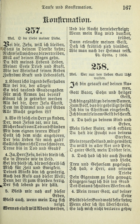 Evangelisches Gesangbuch. Nach Zustimmung der Provinszialsznode vom Jahre 1884 zur Einfürung in der Provinz Brandenburg mit Genehmigung des Evangelischen Oberkirchenrats page 167