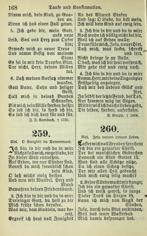 Evangelisches Gesangbuch. Nach Zustimmung der Provinszialsznode vom Jahre 1884 zur Einfürung in der Provinz Brandenburg mit Genehmigung des Evangelischen Oberkirchenrats page 168