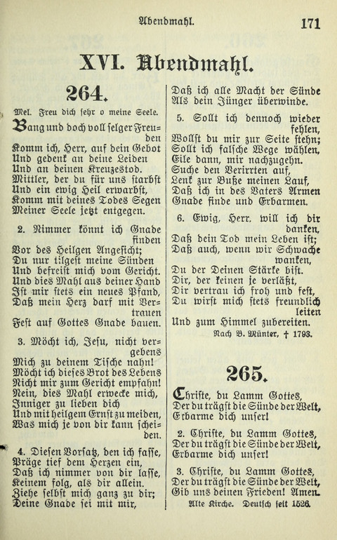 Evangelisches Gesangbuch. Nach Zustimmung der Provinszialsznode vom Jahre 1884 zur Einfürung in der Provinz Brandenburg mit Genehmigung des Evangelischen Oberkirchenrats page 171