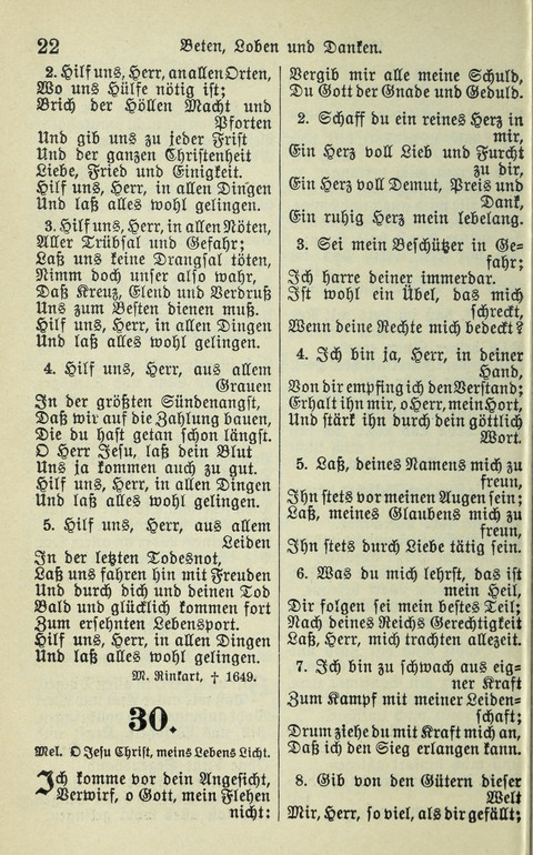 Evangelisches Gesangbuch. Nach Zustimmung der Provinszialsznode vom Jahre 1884 zur Einfürung in der Provinz Brandenburg mit Genehmigung des Evangelischen Oberkirchenrats page 22