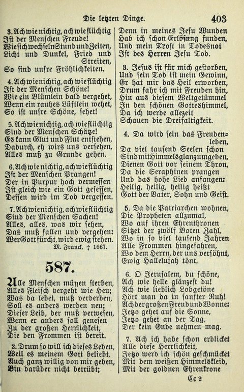 Evangelisches Gesangbuch. Nach Zustimmung der Provinszialsznode vom Jahre 1884 zur Einfürung in der Provinz Brandenburg mit Genehmigung des Evangelischen Oberkirchenrats page 405