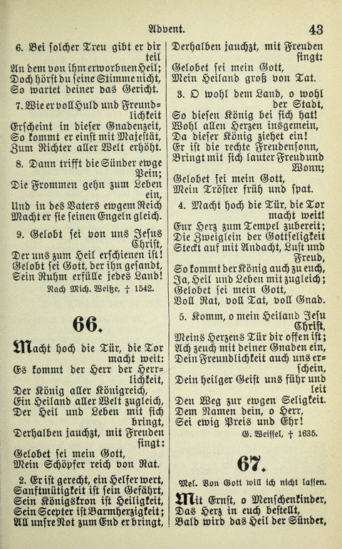 Evangelisches Gesangbuch. Nach Zustimmung der Provinszialsznode vom Jahre 1884 zur Einfürung in der Provinz Brandenburg mit Genehmigung des Evangelischen Oberkirchenrats page 43