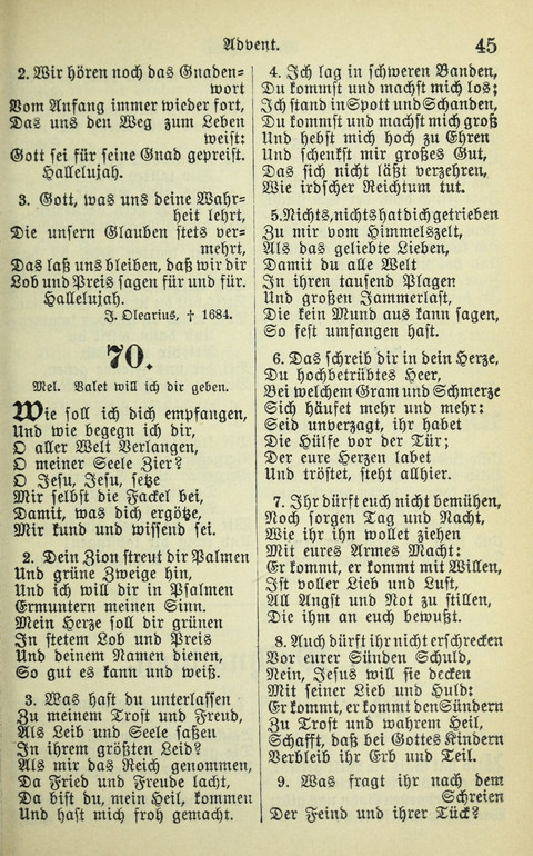 Evangelisches Gesangbuch. Nach Zustimmung der Provinszialsznode vom Jahre 1884 zur Einfürung in der Provinz Brandenburg mit Genehmigung des Evangelischen Oberkirchenrats page 45