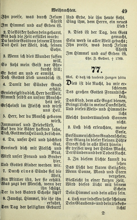 Evangelisches Gesangbuch. Nach Zustimmung der Provinszialsznode vom Jahre 1884 zur Einfürung in der Provinz Brandenburg mit Genehmigung des Evangelischen Oberkirchenrats page 49