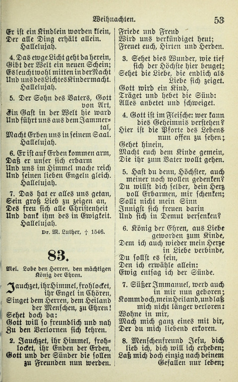 Evangelisches Gesangbuch. Nach Zustimmung der Provinszialsznode vom Jahre 1884 zur Einfürung in der Provinz Brandenburg mit Genehmigung des Evangelischen Oberkirchenrats page 53