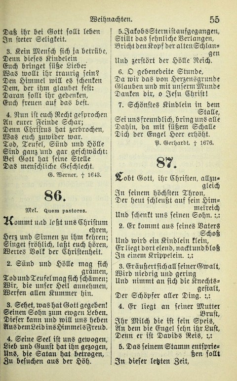 Evangelisches Gesangbuch. Nach Zustimmung der Provinszialsznode vom Jahre 1884 zur Einfürung in der Provinz Brandenburg mit Genehmigung des Evangelischen Oberkirchenrats page 55