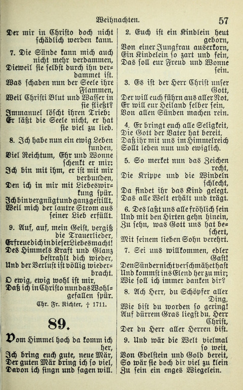 Evangelisches Gesangbuch. Nach Zustimmung der Provinszialsznode vom Jahre 1884 zur Einfürung in der Provinz Brandenburg mit Genehmigung des Evangelischen Oberkirchenrats page 57