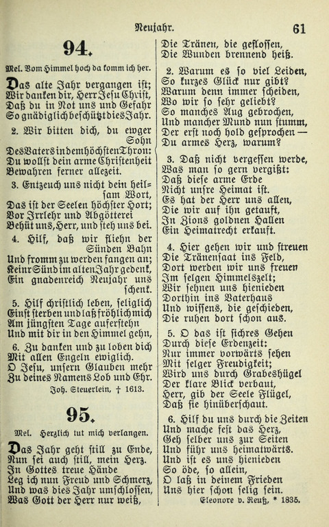 Evangelisches Gesangbuch. Nach Zustimmung der Provinszialsznode vom Jahre 1884 zur Einfürung in der Provinz Brandenburg mit Genehmigung des Evangelischen Oberkirchenrats page 61