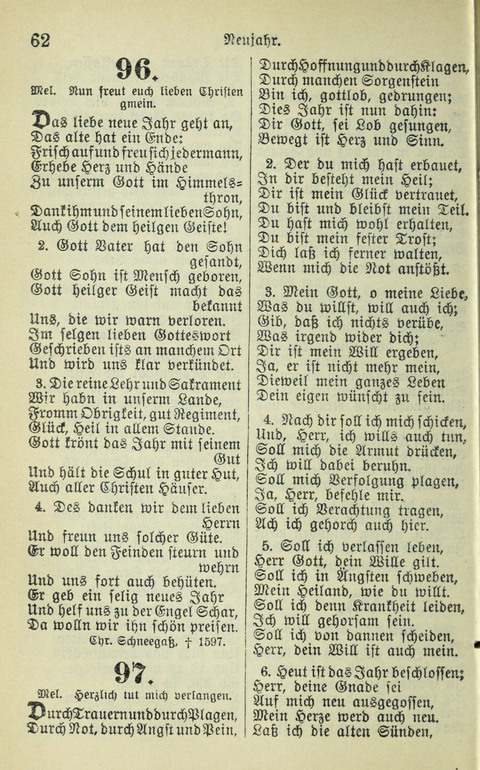 Evangelisches Gesangbuch. Nach Zustimmung der Provinszialsznode vom Jahre 1884 zur Einfürung in der Provinz Brandenburg mit Genehmigung des Evangelischen Oberkirchenrats page 62