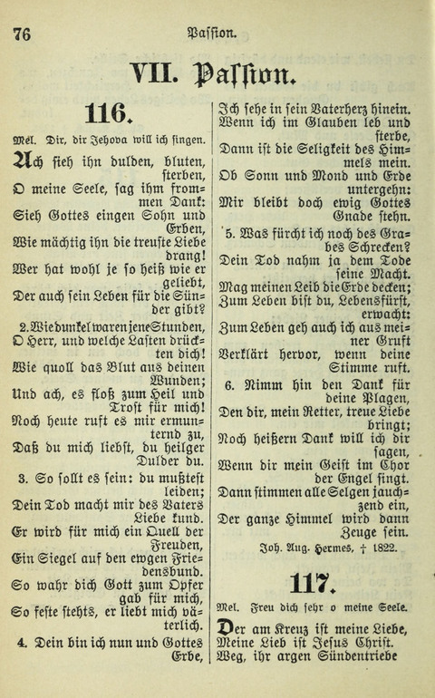 Evangelisches Gesangbuch. Nach Zustimmung der Provinszialsznode vom Jahre 1884 zur Einfürung in der Provinz Brandenburg mit Genehmigung des Evangelischen Oberkirchenrats page 76