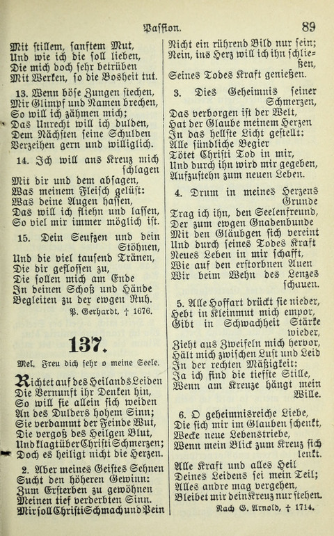 Evangelisches Gesangbuch. Nach Zustimmung der Provinszialsznode vom Jahre 1884 zur Einfürung in der Provinz Brandenburg mit Genehmigung des Evangelischen Oberkirchenrats page 89