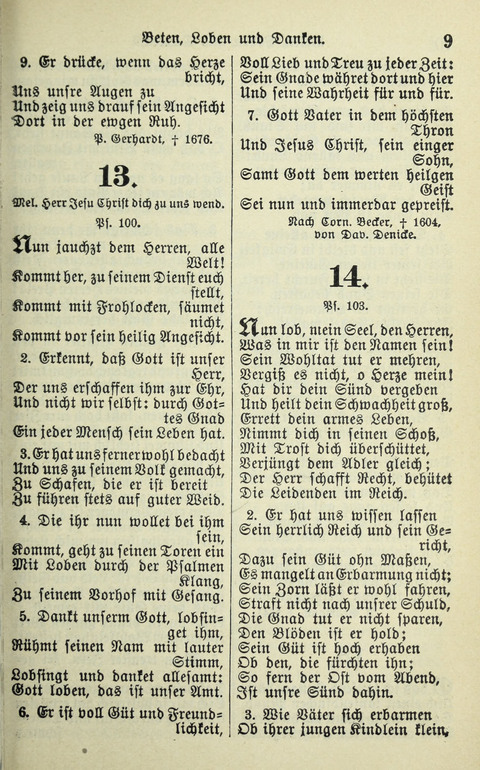 Evangelisches Gesangbuch. Nach Zustimmung der Provinszialsznode vom Jahre 1884 zur Einfürung in der Provinz Brandenburg mit Genehmigung des Evangelischen Oberkirchenrats page 9