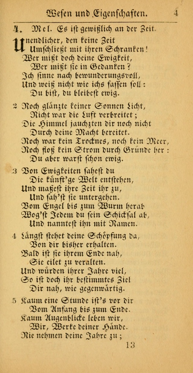 Evangelisches Gesangbuch: oder eine sammlung geistreicher lieder zum gebrauch der Evangelischen Gemeinscaft und aller heilsuchenden seelen  (4th und verb. Aufl.) page 13