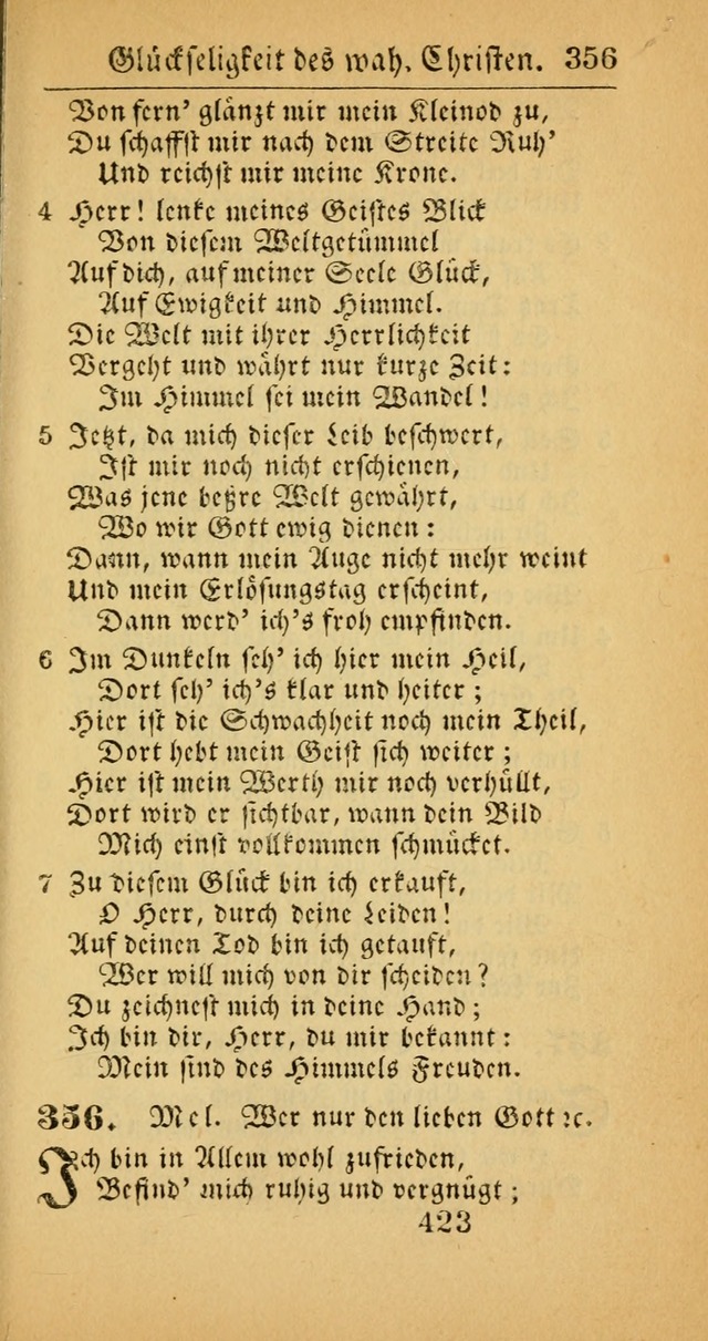 Evangelisches Gesangbuch: oder eine sammlung geistreicher lieder zum gebrauch der Evangelischen Gemeinscaft und aller heilsuchenden seelen  (4th und verb. Aufl.) page 425