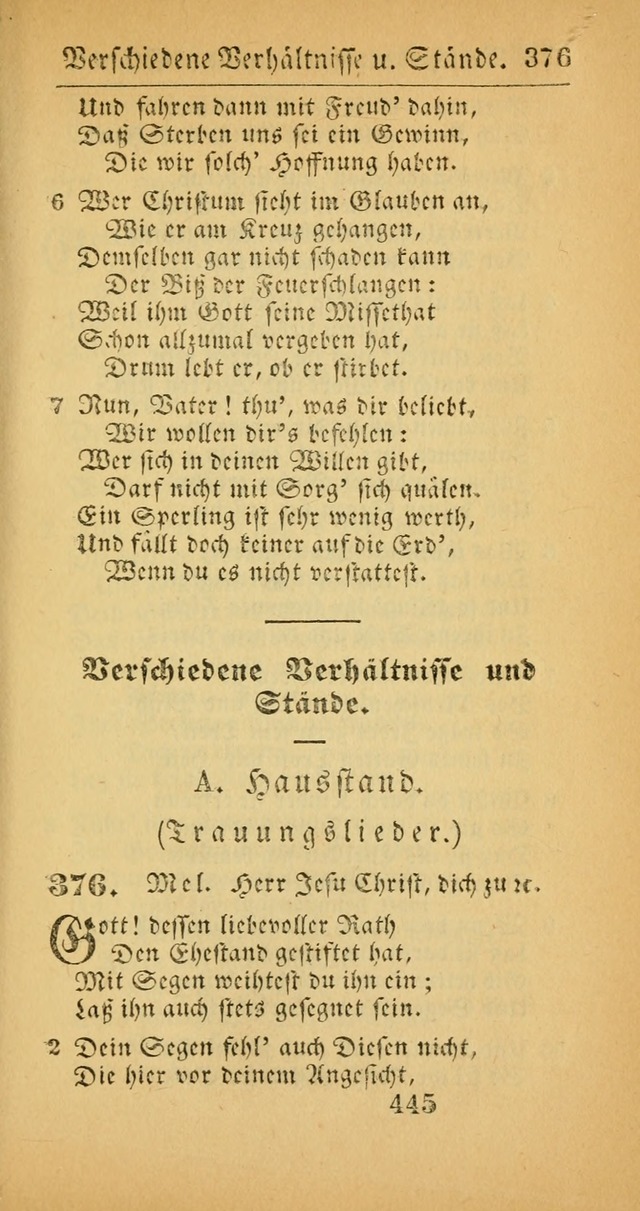 Evangelisches Gesangbuch: oder eine sammlung geistreicher lieder zum gebrauch der Evangelischen Gemeinscaft und aller heilsuchenden seelen  (4th und verb. Aufl.) page 447