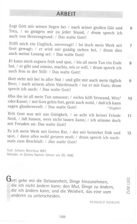 Antwort Finden in alten und neuen Liedern, in Worten zum Nachdenken und Beten: evangelisches Gesangbuch (Bayern, Mitteldeutschland, Thüringen) page 1075